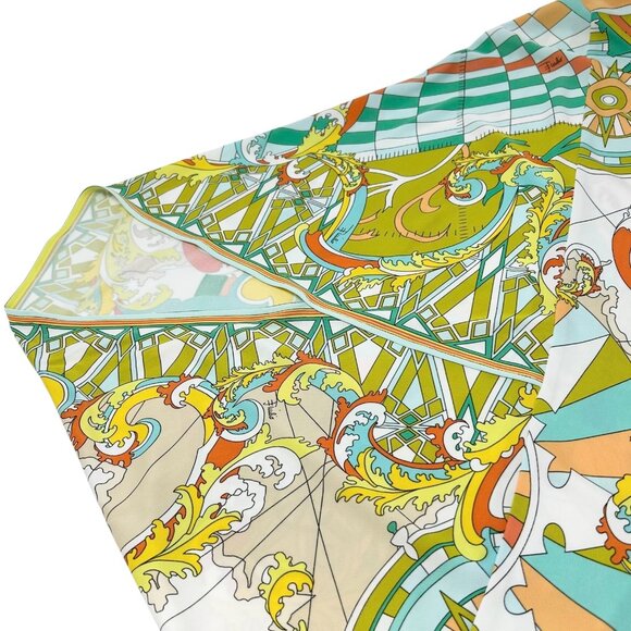 EMILIO PUCCI Logo Poncho Top #38 Button Multicolor Rayon Short Sleeve [105815] - Picture 8 of 10